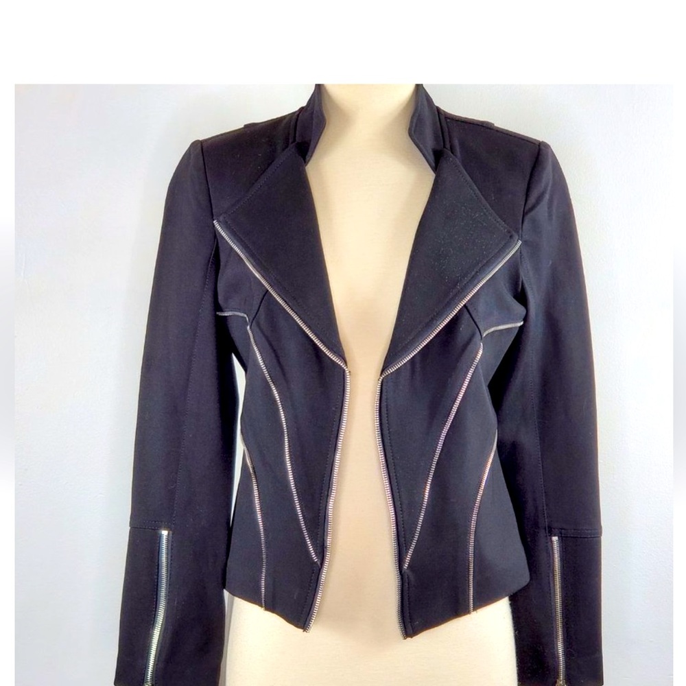 Insight Black Crop Jacket with Zipper Detail size 8